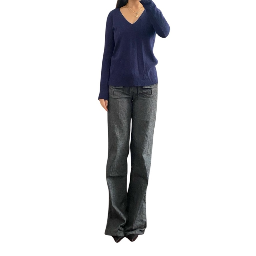 Theory Navy Blue Cashmere V-neck Women’s Sweater Size XS